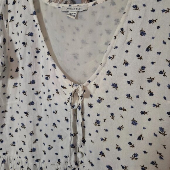 American Eagle Ivory and blue mini Floral Dress size medium M - Picture 3 of 7